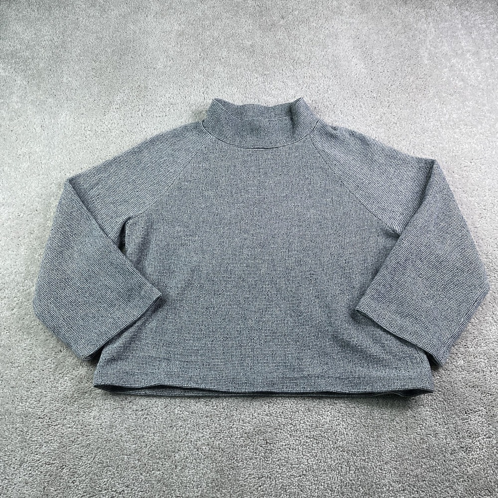 Theory Top Womens Large Blue Mock Neck Raglan Perry Texture Pullover
